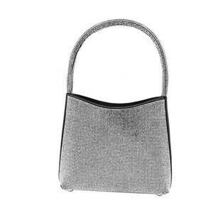 Women Mini Silver Rhinestone Top Handle Crossbody Bag